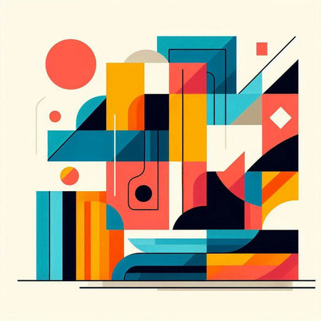 Abstract geometric background with colorful shapes and lines. Vector illustration for your designのイラスト素材