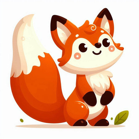 Cute cartoon fox. Vector illustration isolated on a white background.のイラスト素材