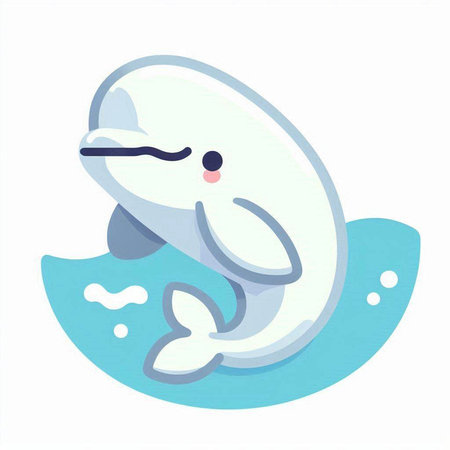 Illustration of a cute white whale on a white background, vector illustrationのイラスト素材