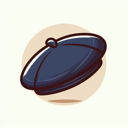 Illustration of a black beret isolated on a white background.のイラスト素材
