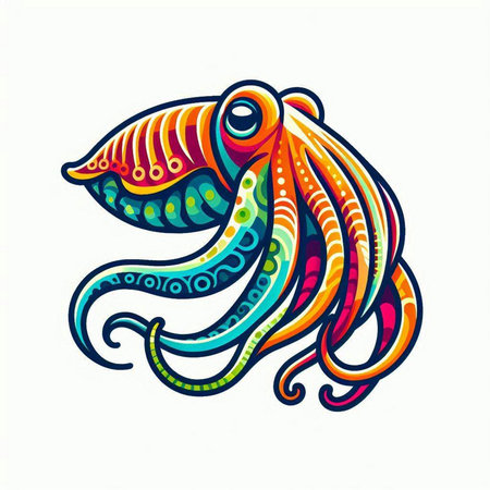Octopus. Colorful vector illustration. Isolated on white background.のイラスト素材