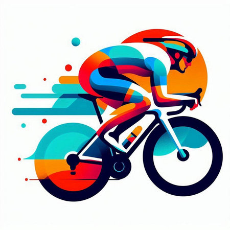 Cyclist vector illustration, abstract colorful background, eps10のイラスト素材