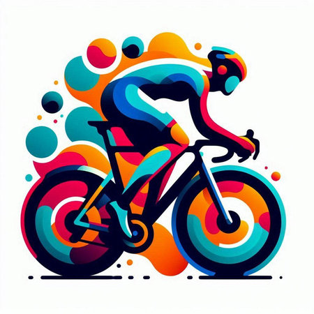 Cyclist colorful vector illustration on a white background with splashesのイラスト素材