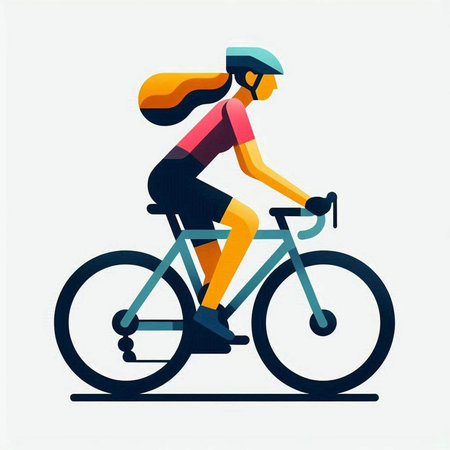 Cyclist in helmet riding bicycle, flat style vector illustration.のイラスト素材