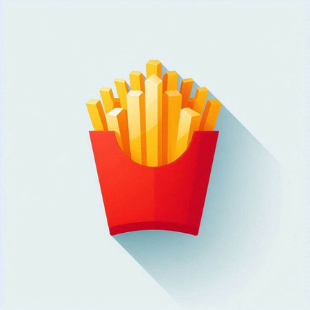 French fries in a red box. Vector illustration. Eps 10.のイラスト素材