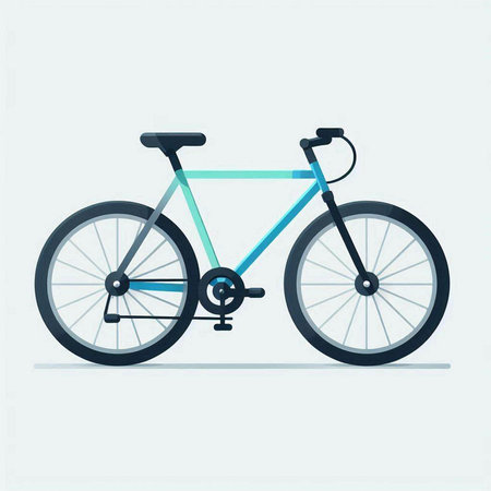 Bicycle icon, vector illustration. Flat design style. Blue color.のイラスト素材