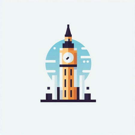 Big Ben in London, United Kingdom. Flat style vector illustration.のイラスト素材