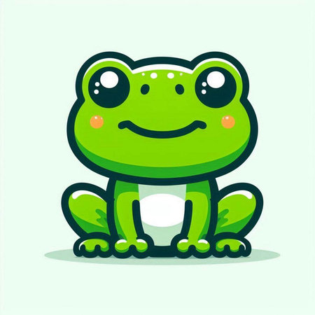 Cute green frog. Vector illustration in cartoon style. Cartoon character.のイラスト素材