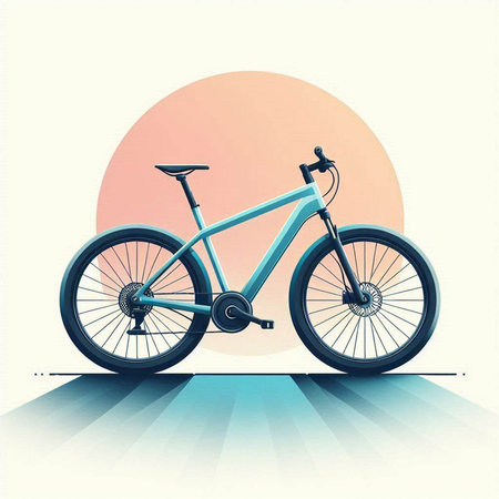Bicycle on the background of the sunset. Vector Illustration.のイラスト素材
