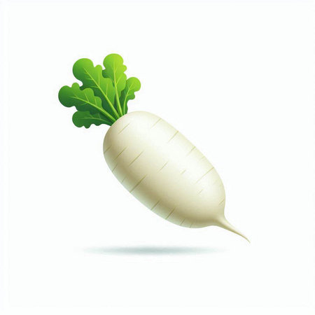 Daikon radish on a white background. Vector illustration.のイラスト素材
