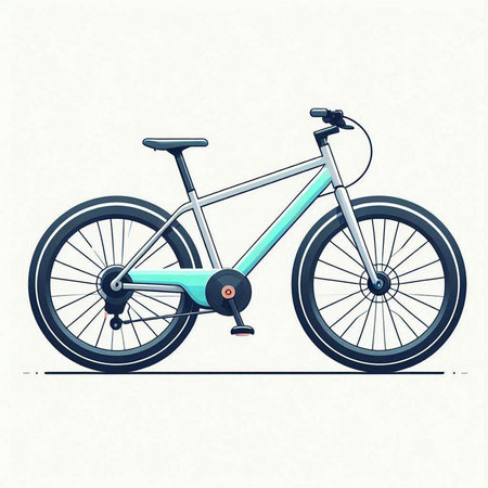 Vector illustration of a blue mountain bike isolated on a white background.のイラスト素材