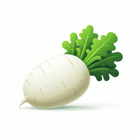 Daikon radish on a white background. Vector illustration.のイラスト素材