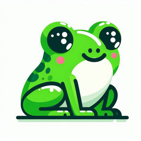 Green frog on a white background. Vector illustration in flat style.のイラスト素材