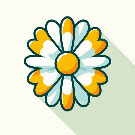 Daisy flower icon in flat style with long shadow. Vector illustration.のイラスト素材