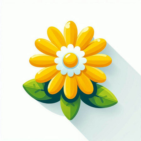 Flower icon with long shadow on white background. Vector illustration.のイラスト素材