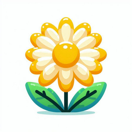 Cute cartoon daisy flower. Vector illustration isolated on white background.のイラスト素材
