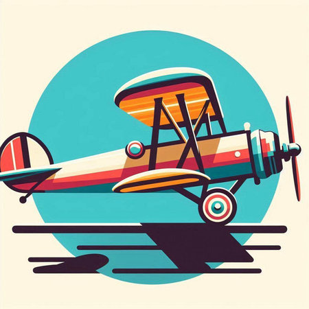 Vintage airplane in retro style. Vector illustration of an airplane.のイラスト素材