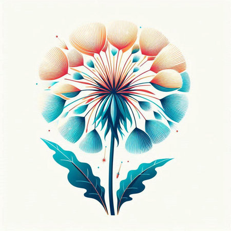 Abstract floral background with dandelions and leaves. Vector illustration.のイラスト素材