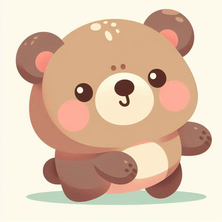 Cute cartoon bear on white background. Vector illustration in flat style.のイラスト素材