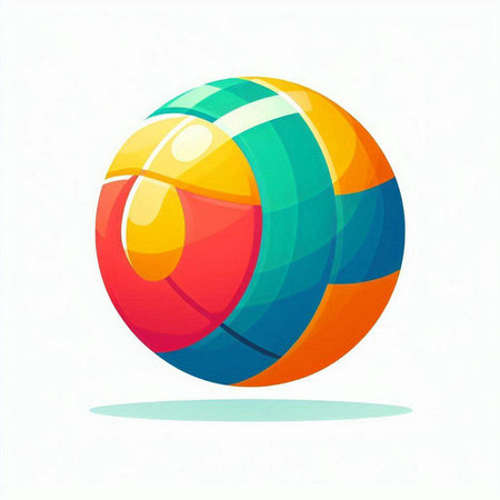 Colorful Beach Ball Icon Isolated on White Background. Vector Illustrationのイラスト素材