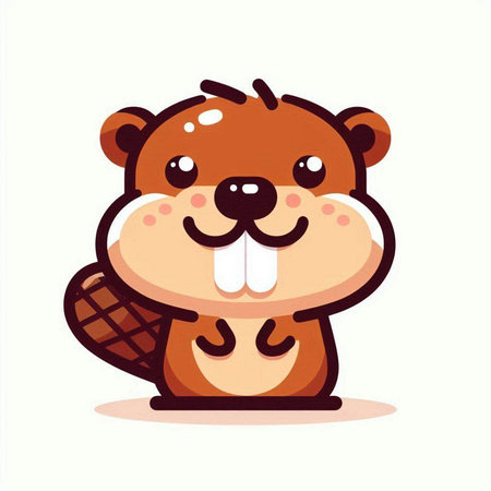 Cute beaver cartoon vector illustration. Cute beaver character.のイラスト素材
