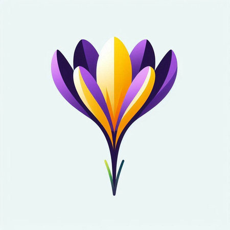 Beautiful spring crocus flower on a light background. Vector illustration.のイラスト素材
