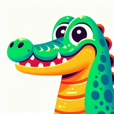 Cute crocodile on white background. Cartoon illustration. Vector.のイラスト素材
