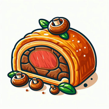 Illustration of a meat pie. Vector illustration of a meat pie.のイラスト素材