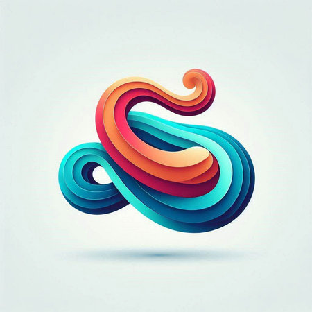 Abstract 3d vector design element. Colorful wavy shape.のイラスト素材
