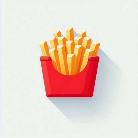 French fries in red box on white background. Fast food vector illustration.のイラスト素材