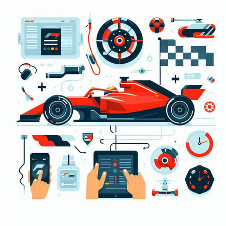 Futuristic racing car on white background. Flat style vector illustration.のイラスト素材