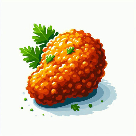 Red caviar with parsley on a white background. Vector illustrationのイラスト素材