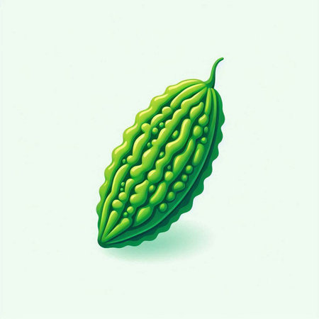 Bitter melon, bitter gourd. Vector illustration.のイラスト素材
