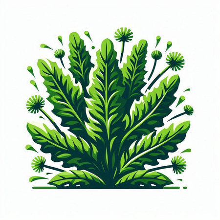 Vector illustration of green plant isolated on white background. Flat style.のイラスト素材