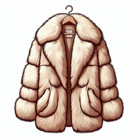 Vector illustration of a fur coat with hanger on a white backgroundのイラスト素材