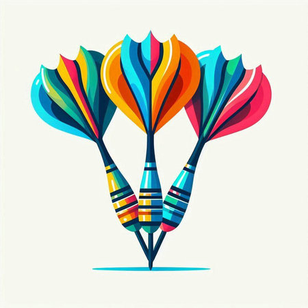 Colored darts. Vector illustration of colorful darts on white background.のイラスト素材