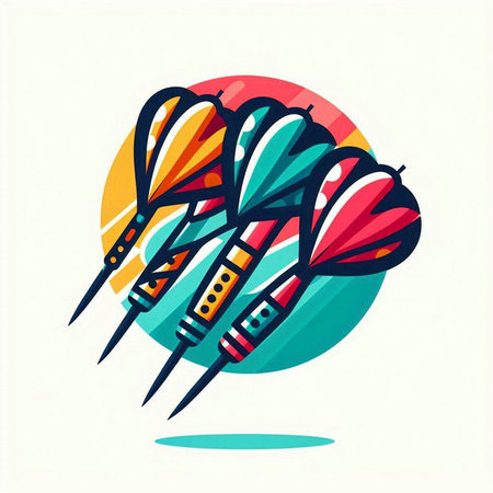 Darts icon in flat style. Vector illustration of a colorful darts.のイラスト素材