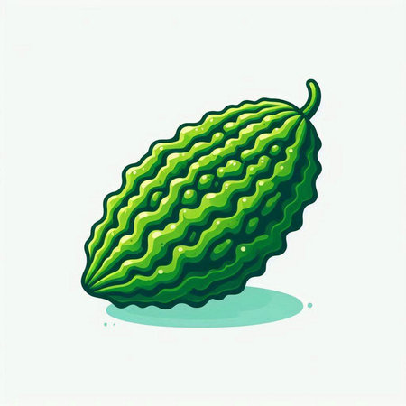 Illustration of bitter melon on white background. Vector illustration.のイラスト素材