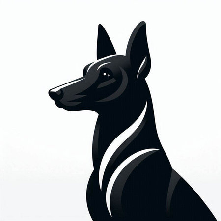 black doberman dog isolated on a white background. Vector illustration.のイラスト素材