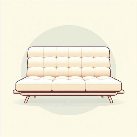 Illustration of a white sofa in vintage style. Vector illustration.のイラスト素材