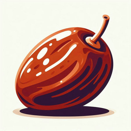 illustration of a plum on a white background in a retro styleのイラスト素材