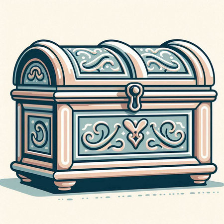 Treasure chest. Vector illustration of a treasure chest in vintage style.のイラスト素材