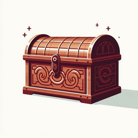 Vector illustration of an old wooden chest isolated on a white background.のイラスト素材