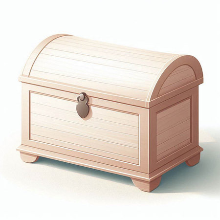 wooden chest on a white background. 3d render illustration.のイラスト素材