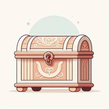 Vintage chest. Vector illustration in cartoon style on white background.のイラスト素材