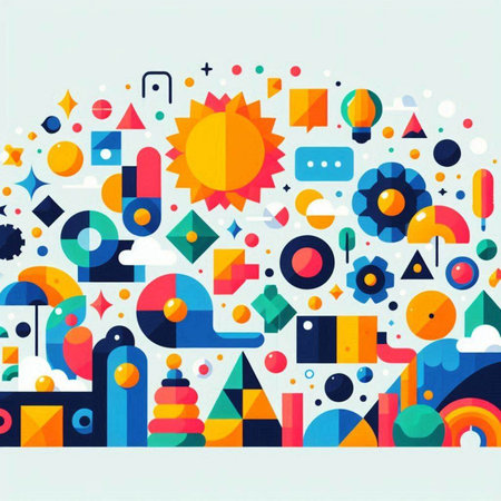 Abstract geometric background with colorful shapes and geometric elements. Vector illustration.のイラスト素材