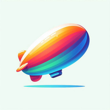 Vector illustration of a colorful airship. Colorful airship icon.のイラスト素材