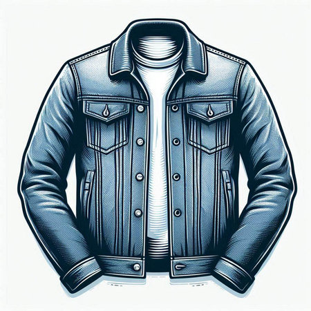 Vector illustration of men's jacket in retro style on white background.のイラスト素材