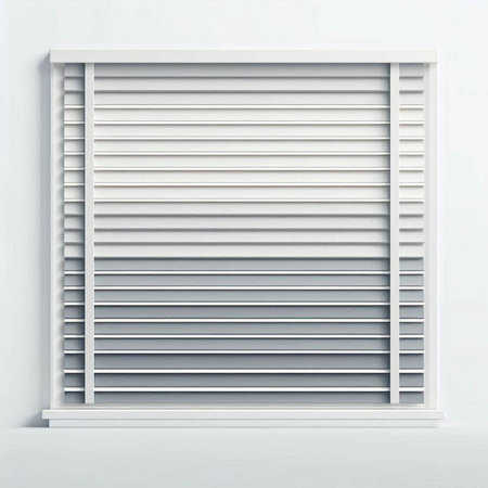 White window blinds on a white wall. 3d rendering.のイラスト素材