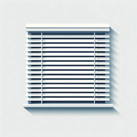 Illustration of a window with blinds on a gray background.のイラスト素材